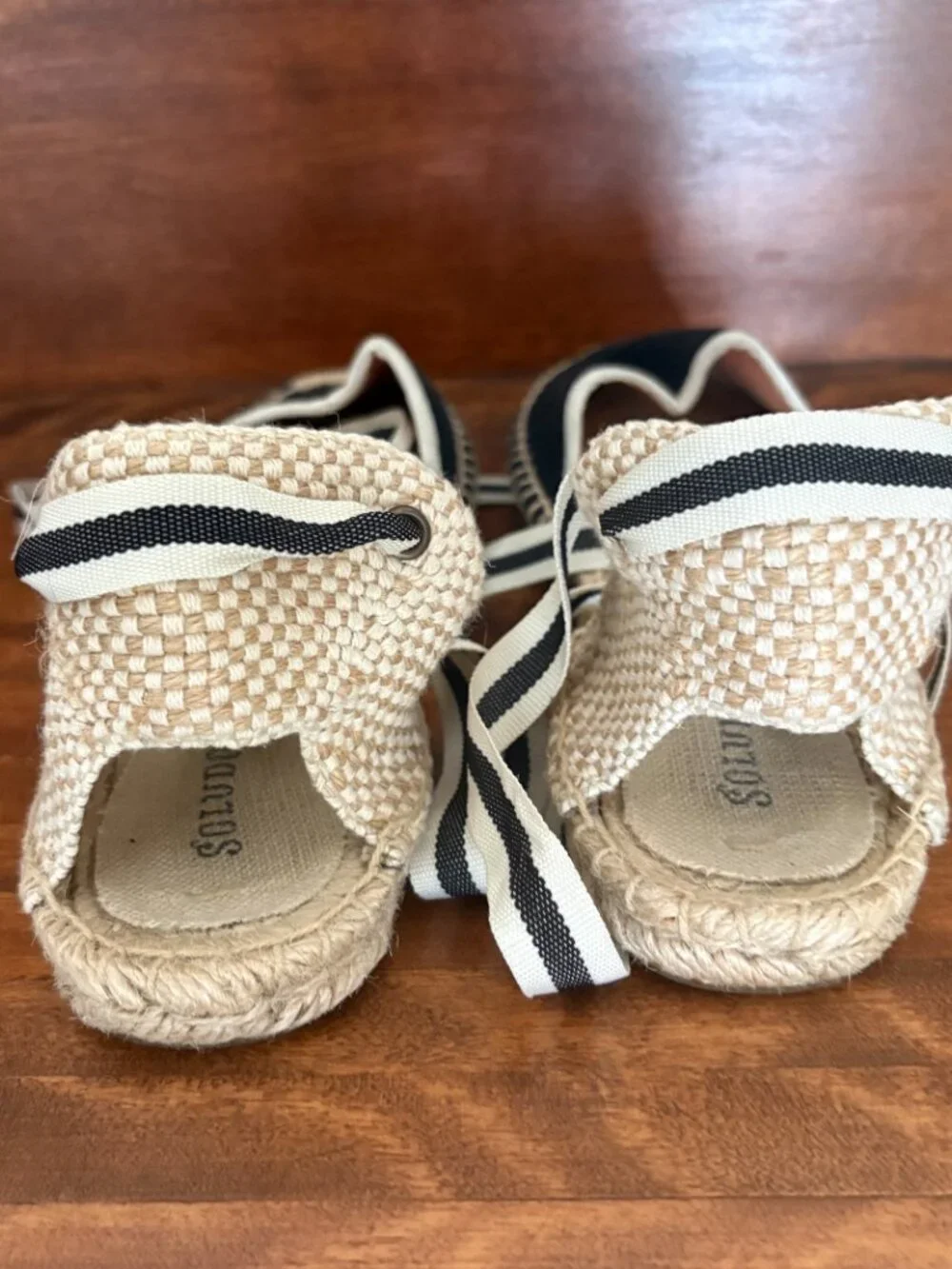Soludos Cottagecore Black Ribbon Wrap Espadrilles Boho Chic Coastal Preppy Sz 8